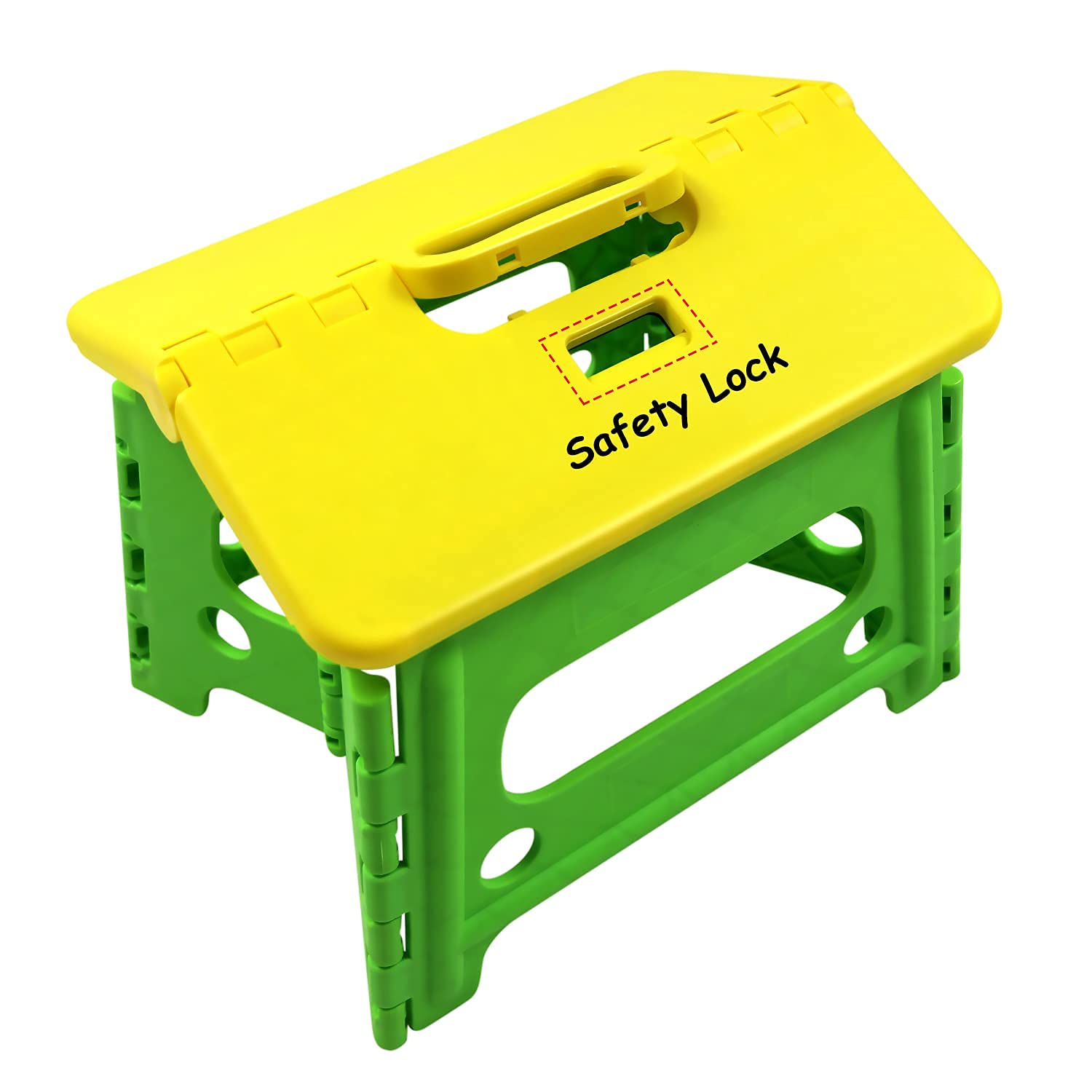 Sumbabo Child Step Stool For Kids And Toddlers Bathroom Sink - Foldable Safety Lock To Stable(1 Pack = Yellow+Green)