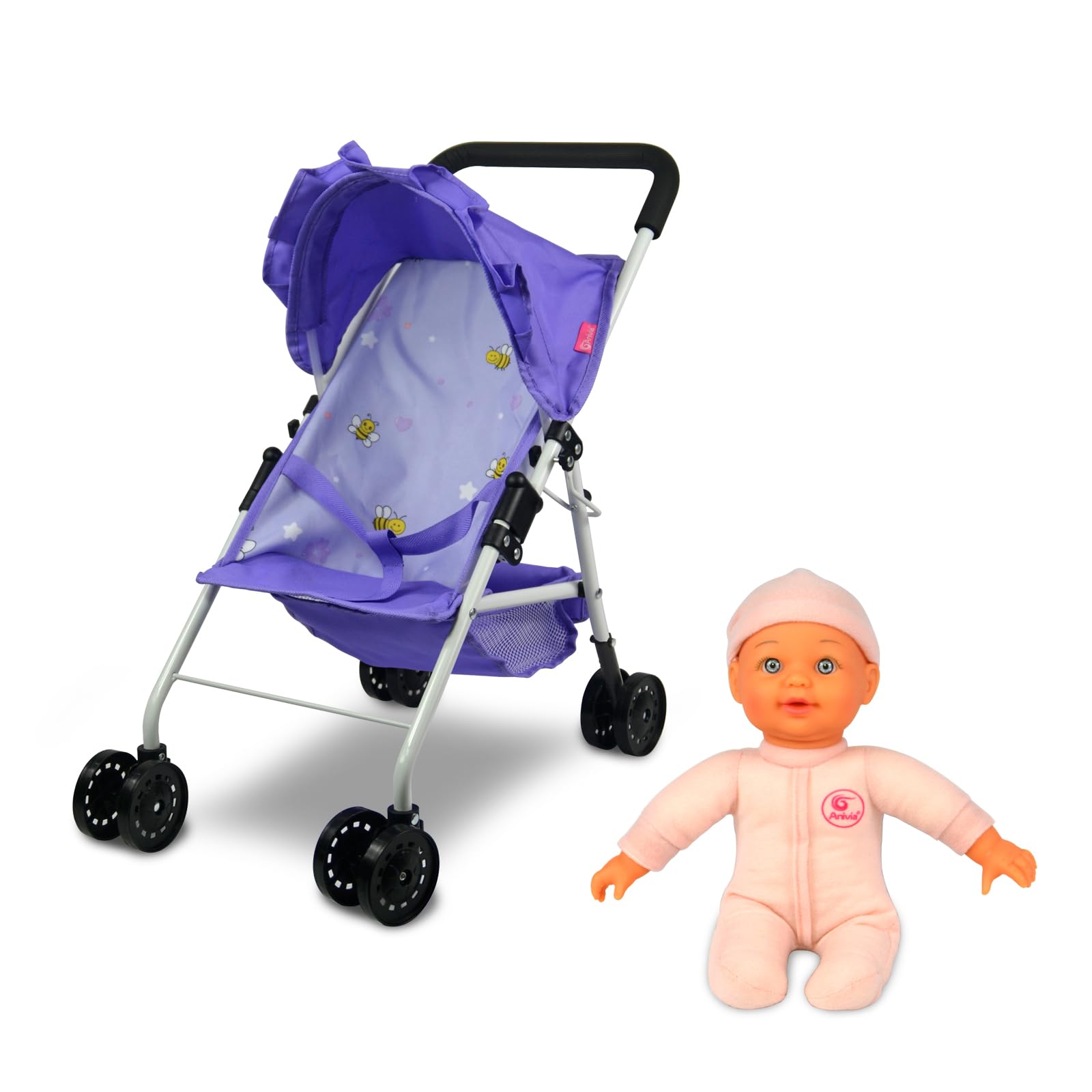 Baby Doll Collection Anivia Doll Stroller Heart Design Gifts for Toddlers and Girls Foldable Doll Stroller
