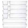 Backerysupply Clear Plastic Drawer Organizer Tray for Vanity Cabinet (Set of 10),Storage Tray for Makeup, Kitchen Utensils, Jewe