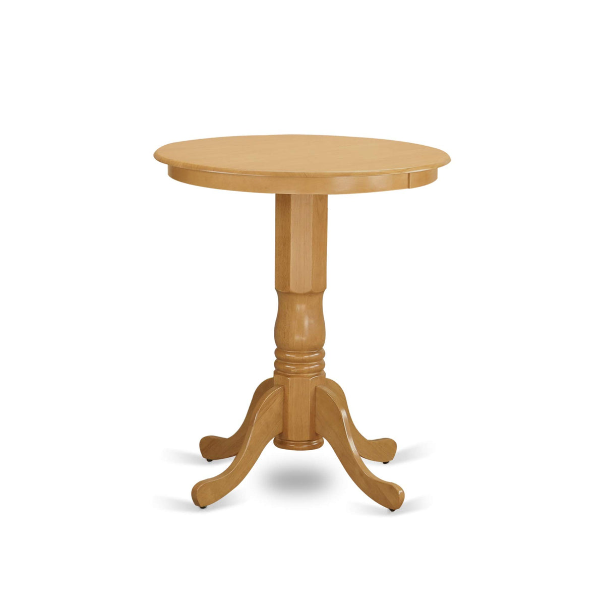 East West Furniture EDCF5-OAK-W 5 Piece Kitchen Counter Set Includes a Round Dining Table with Pedestal and 4 Dining Room Chairs, 30x30 Inch, Oak
