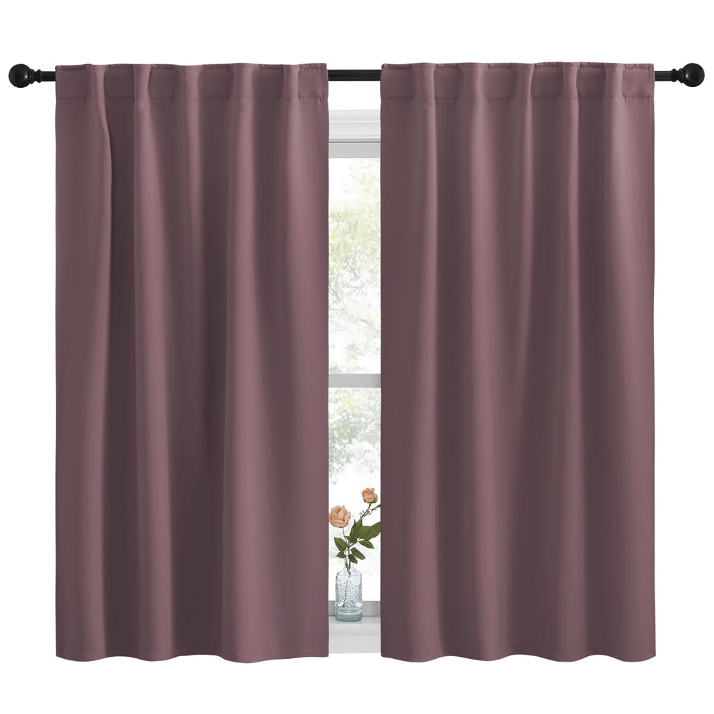 Nicetown Blackout Curtain Panels For Living Room - (Dry Rose Color) 42X50 Inch, 2 Panels Set, Room Darkening Blackout Drapes For Window