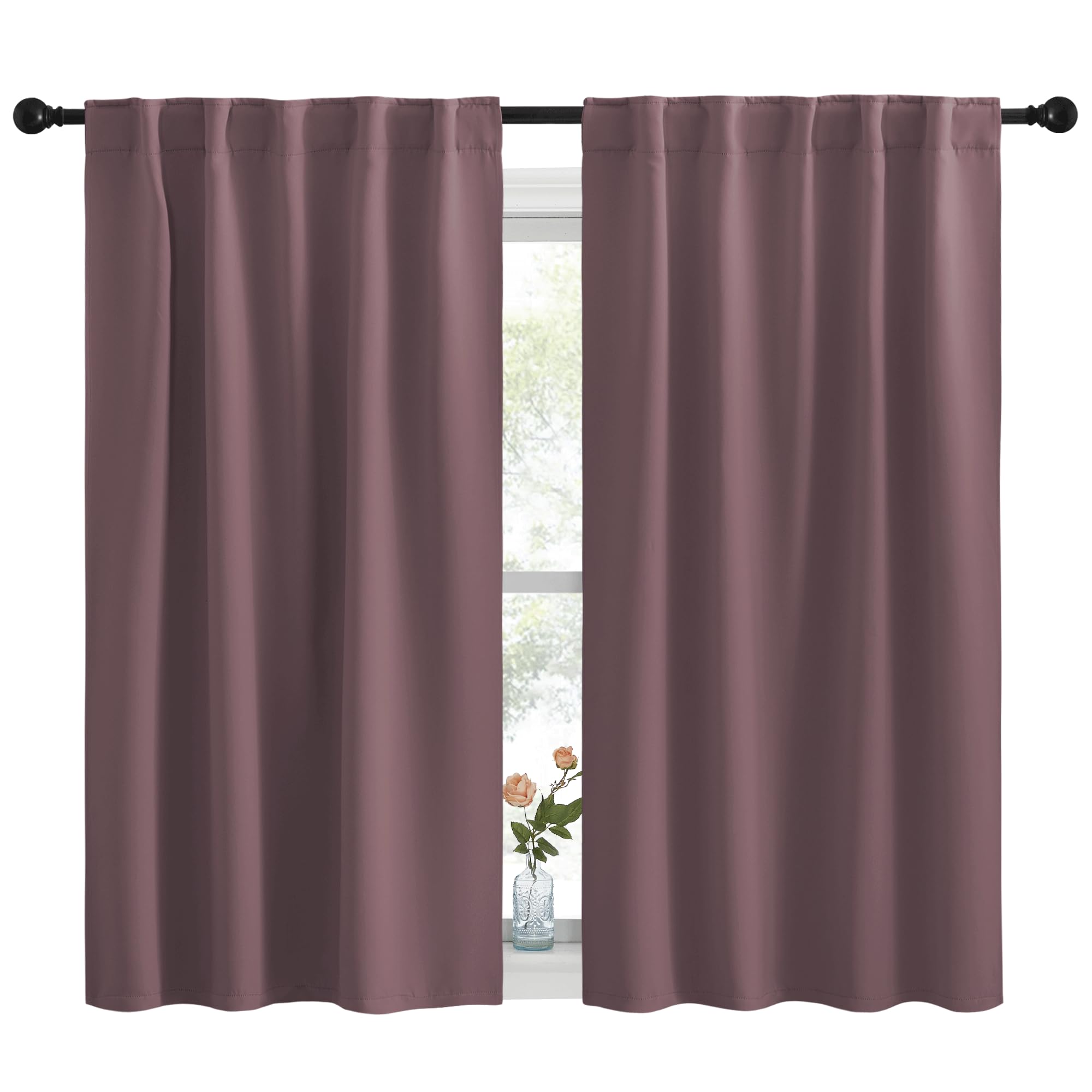 Nicetown Blackout Curtain Panels For Living Room - (Dry Rose Color) 42X50 Inch, 2 Panels Set, Room Darkening Blackout Drapes For Window
