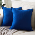 Fancy Homi Royal Blue 28X28 Pillow Covers Set Of 2, European Square Pillow Shams, Super Soft Faux Suede Solid Big Euro Shams Pil