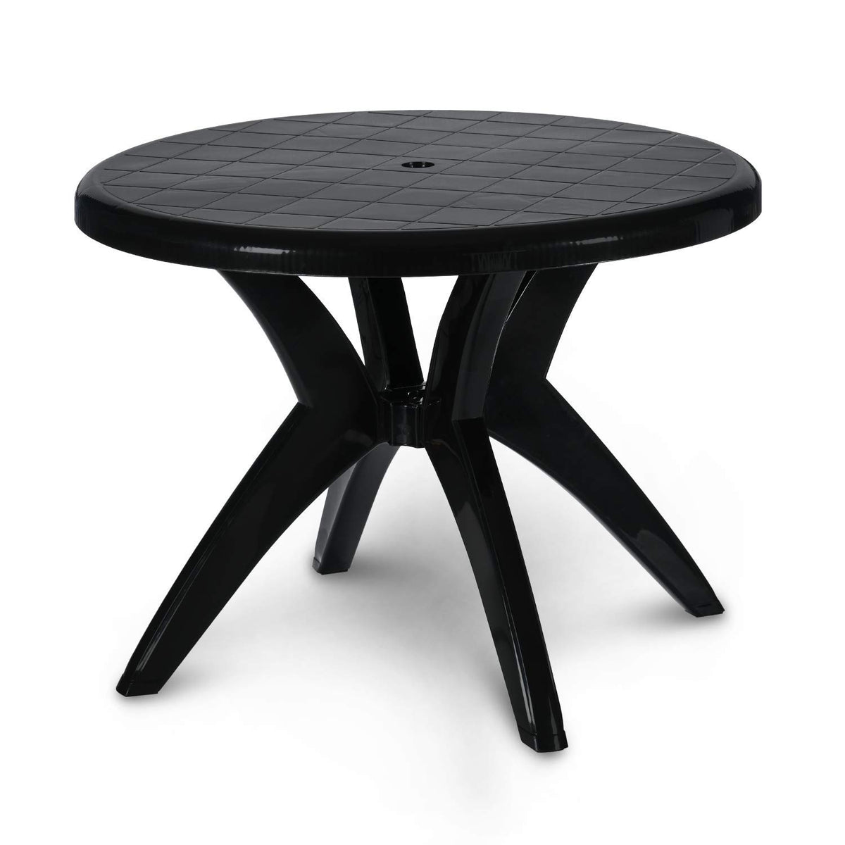 Supreme Marina 4 Seater Plastic Contemporary Round Dining Table For Home (Black)