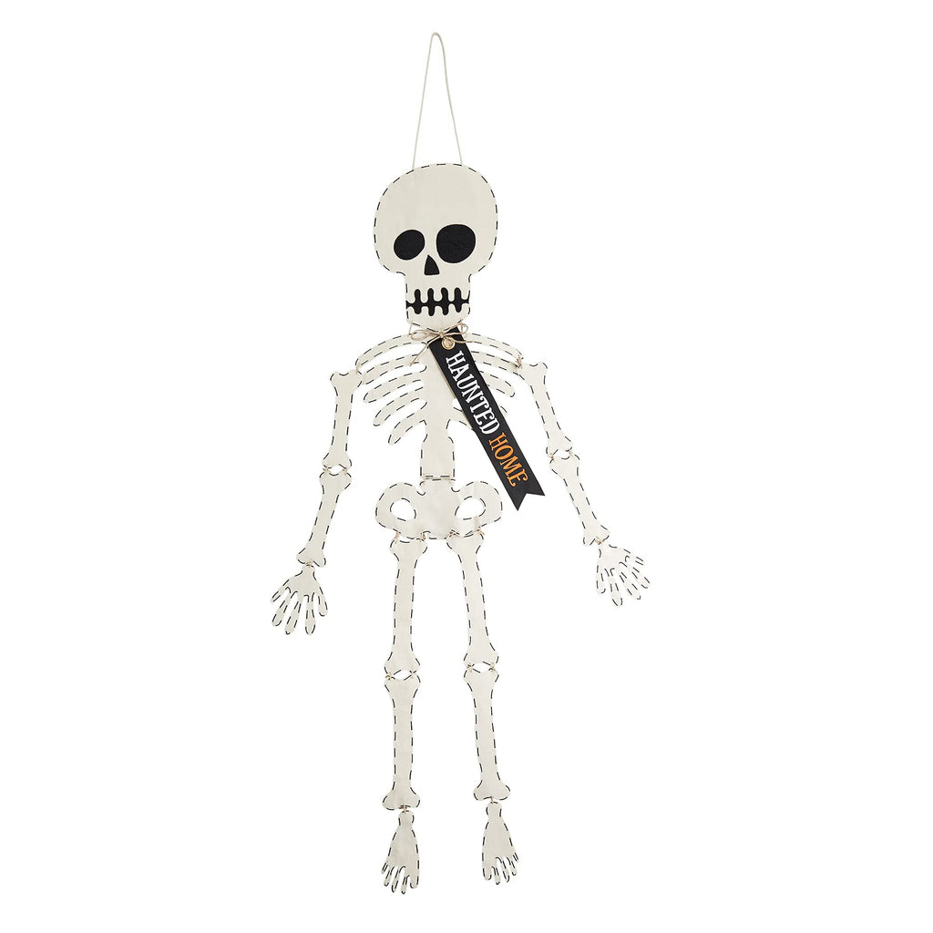 Mud Pie Halloween Skeleton Door Hanger, White, 59' x 19'