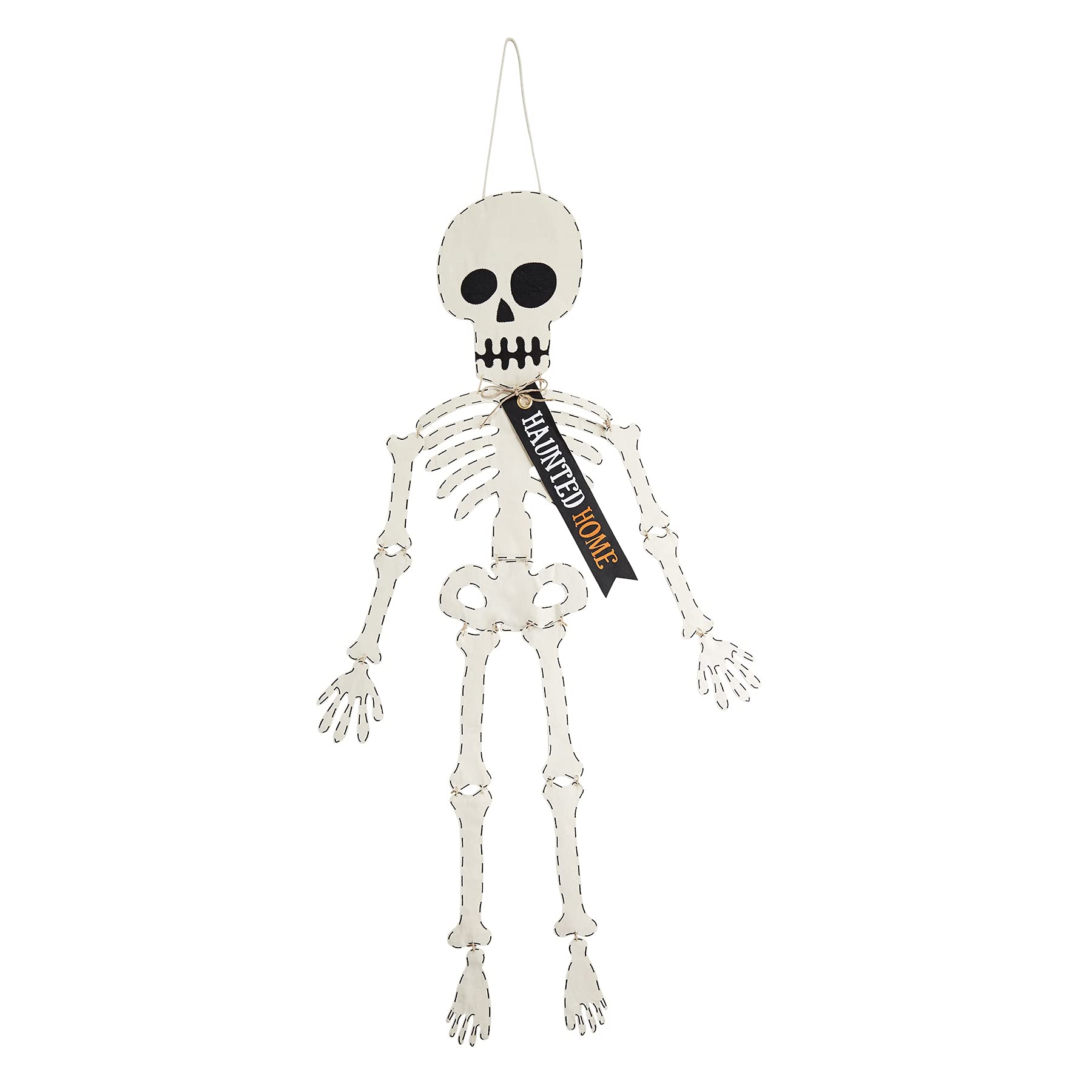 Mud Pie Halloween Skeleton Door Hanger, White, 59' x 19'