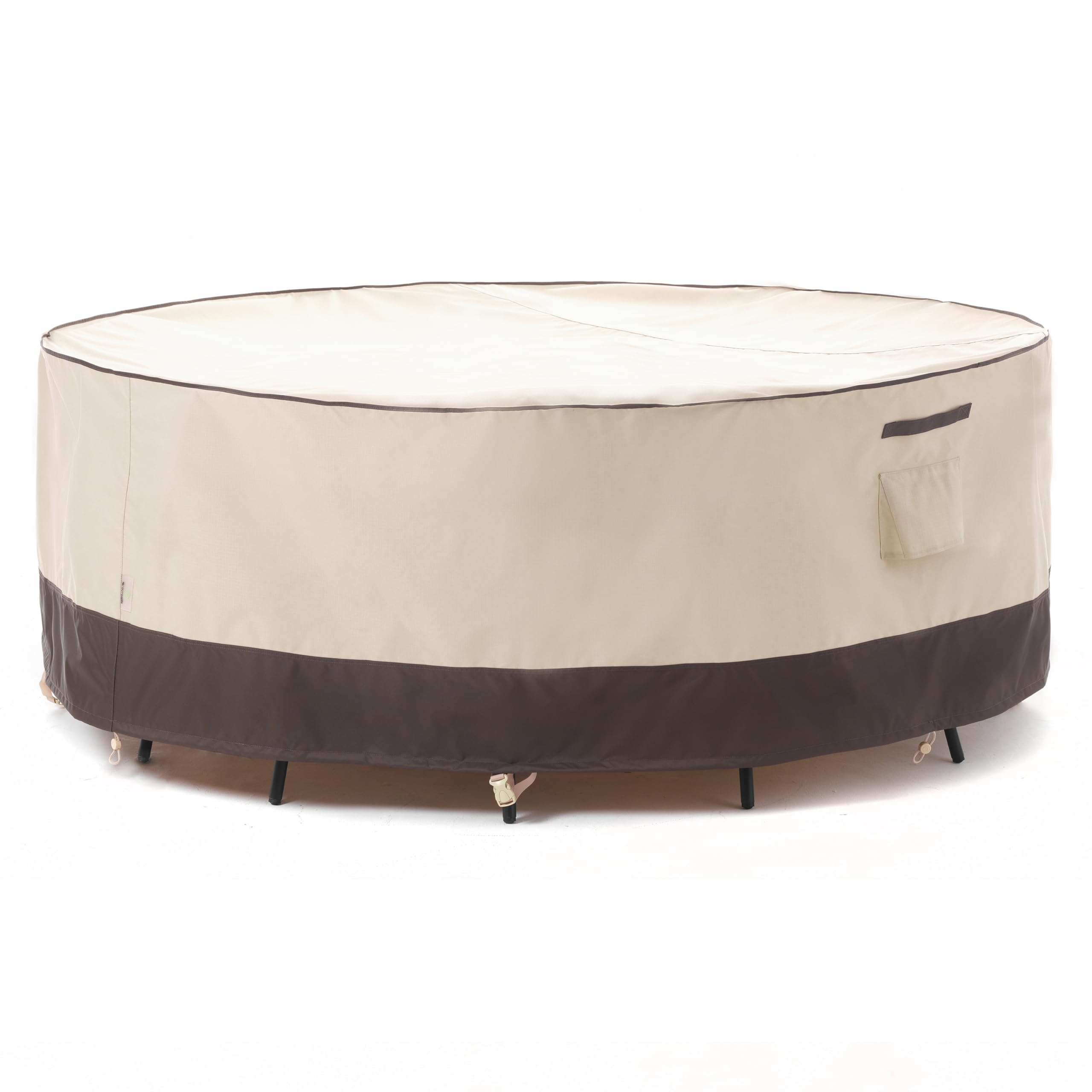 F&J Outdoors Patio Furniture Covers Waterproof Uv Resistant Rip-Stop Fabric Round Outdoor Furniture Cover, 96' Dia X 27.5' H