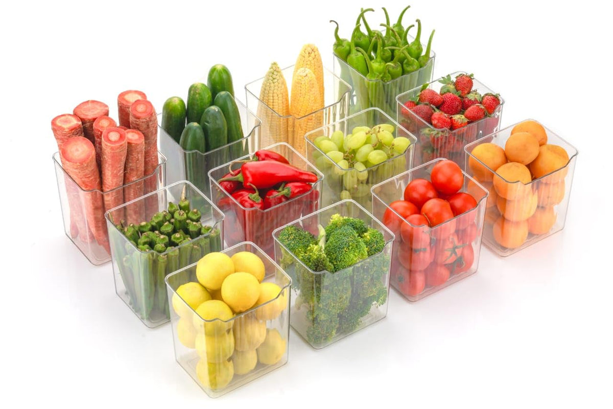 UCRAVO 6Pcs Acrylic Refrigerator Side Door Storage Box Organizer Dingrich Fridge Side Door Storage Containers Plastic Organizer 