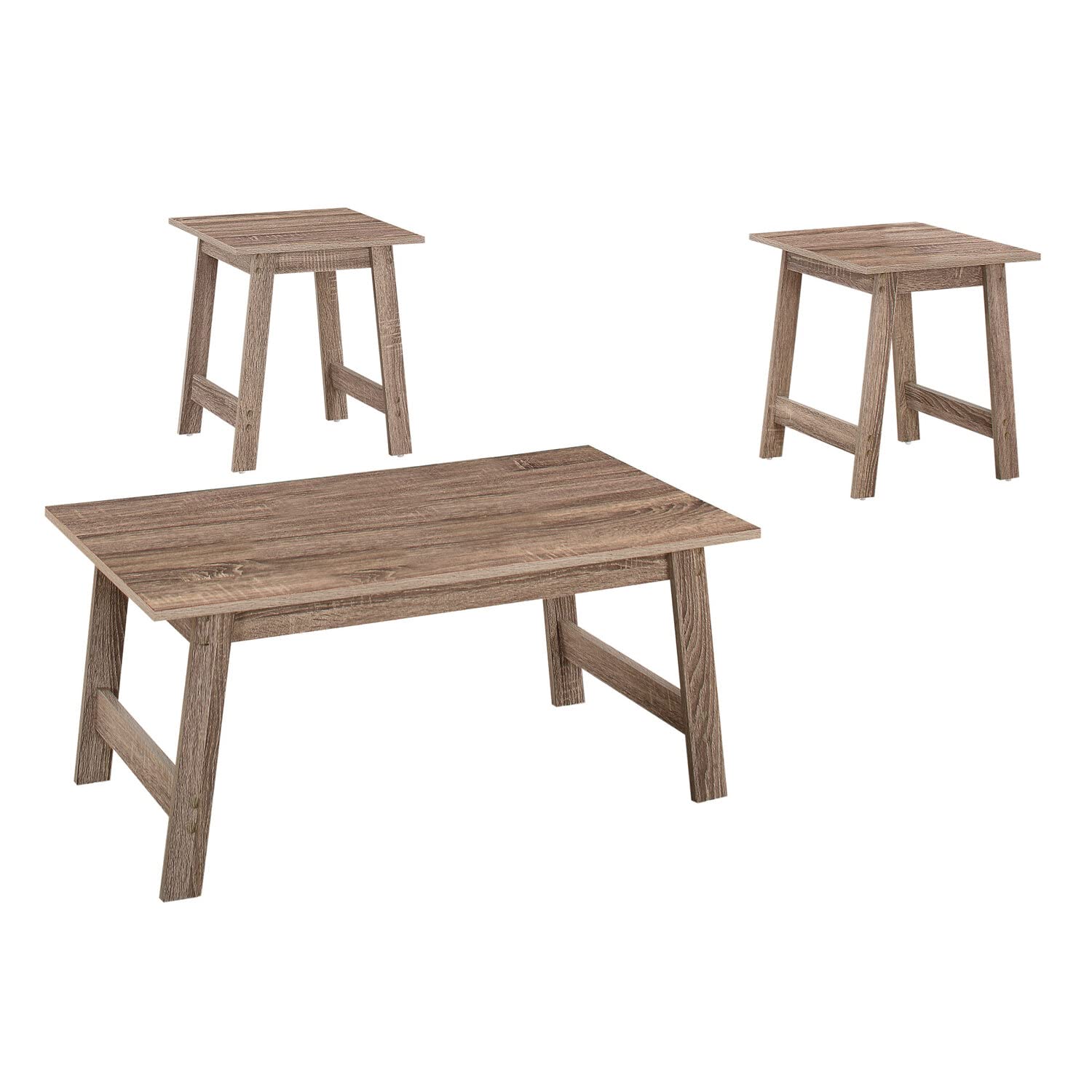 Monarch Specialties I Table SET-3PCS Set, Dark Taupe