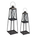 Melrose 85611 Lantern, Set of 2, 12.25 L X 41 H, Iron/Glass