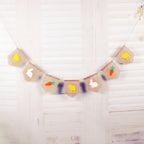 Goer Natural Burlap Banner For Easter Decorations,Bunny Carrot And Chick Pattern Bunting Banner