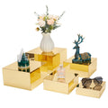 Jolboldy Acrylic Risers for Display 5 Pcs, Food Risers for Party Gold Acrylic Risers Display Stands Acrylic Box Nesting Display 