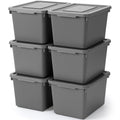 Potchen 6 Pcs Pack Cute Plastic Storage Bins with Snap Tight Lids Small Stackable Storage Boxes 9.8  7.3  5.7  Storing Totes for