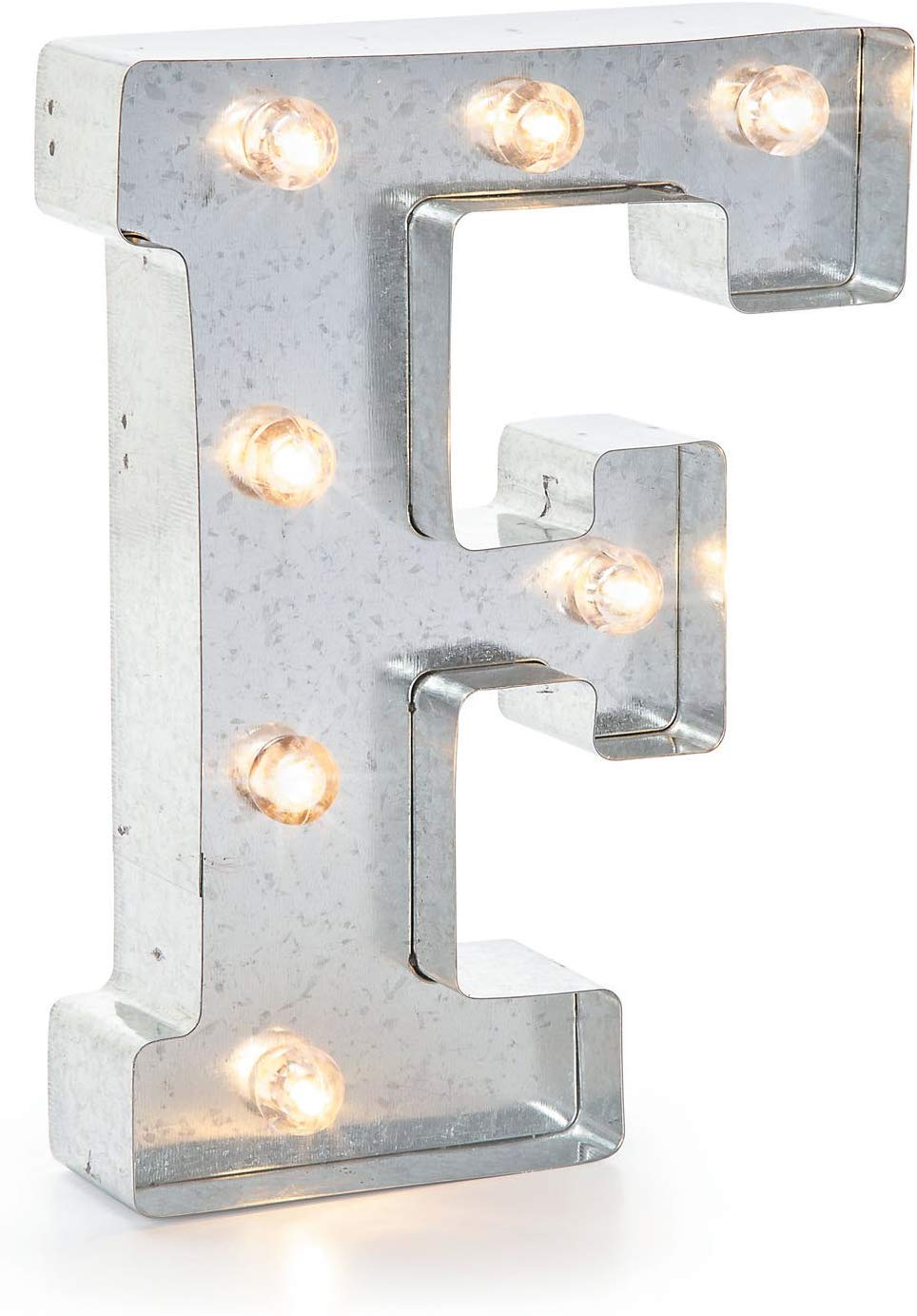 Darice Silver Metal Marquee Letter - F - 9.87    Tall, Galvanized Silver Finish