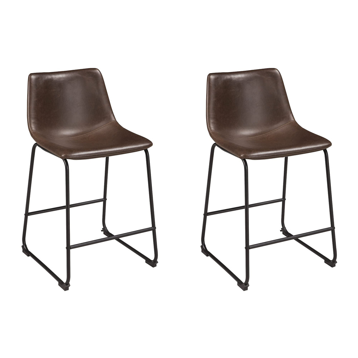 Signature Design by Ashley Centiar 24 Counter Height Modern Bucket Barstool 2 Count, Brown