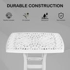 Vingli 21” Cast Aluminum Outdoor Side Table With 1.6” Umbrella Hole, All Weather Square Patio Coffee Table Porch Table Outdoor Bistro Table Outdoor End Table (White)…