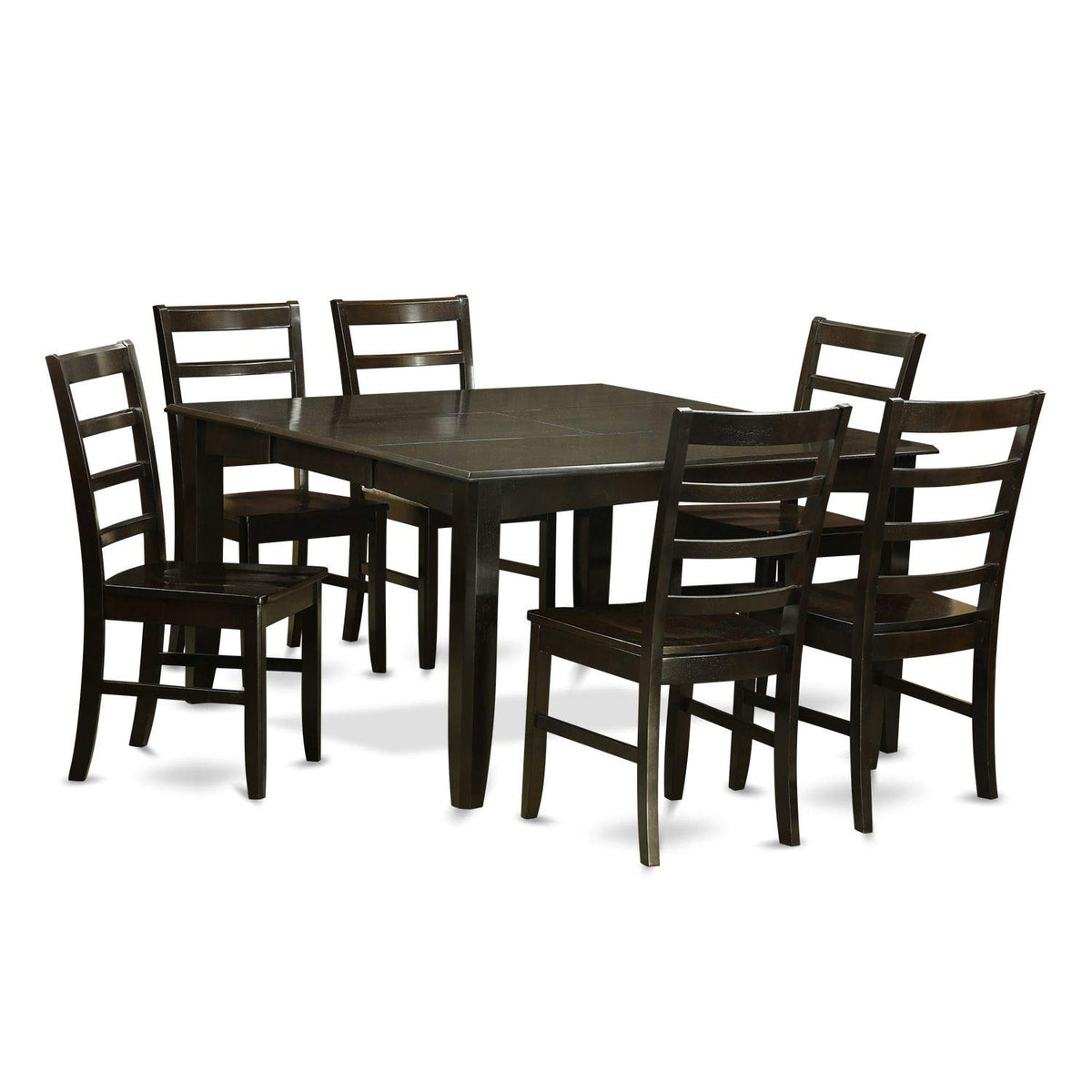 East West Furniture PARF7-CAP-W 7 Piece Room Set Consist of a Square Wooden Table with Butterfly Leaf and 6 Kitchen Dining Chairs, 54x54 Inch