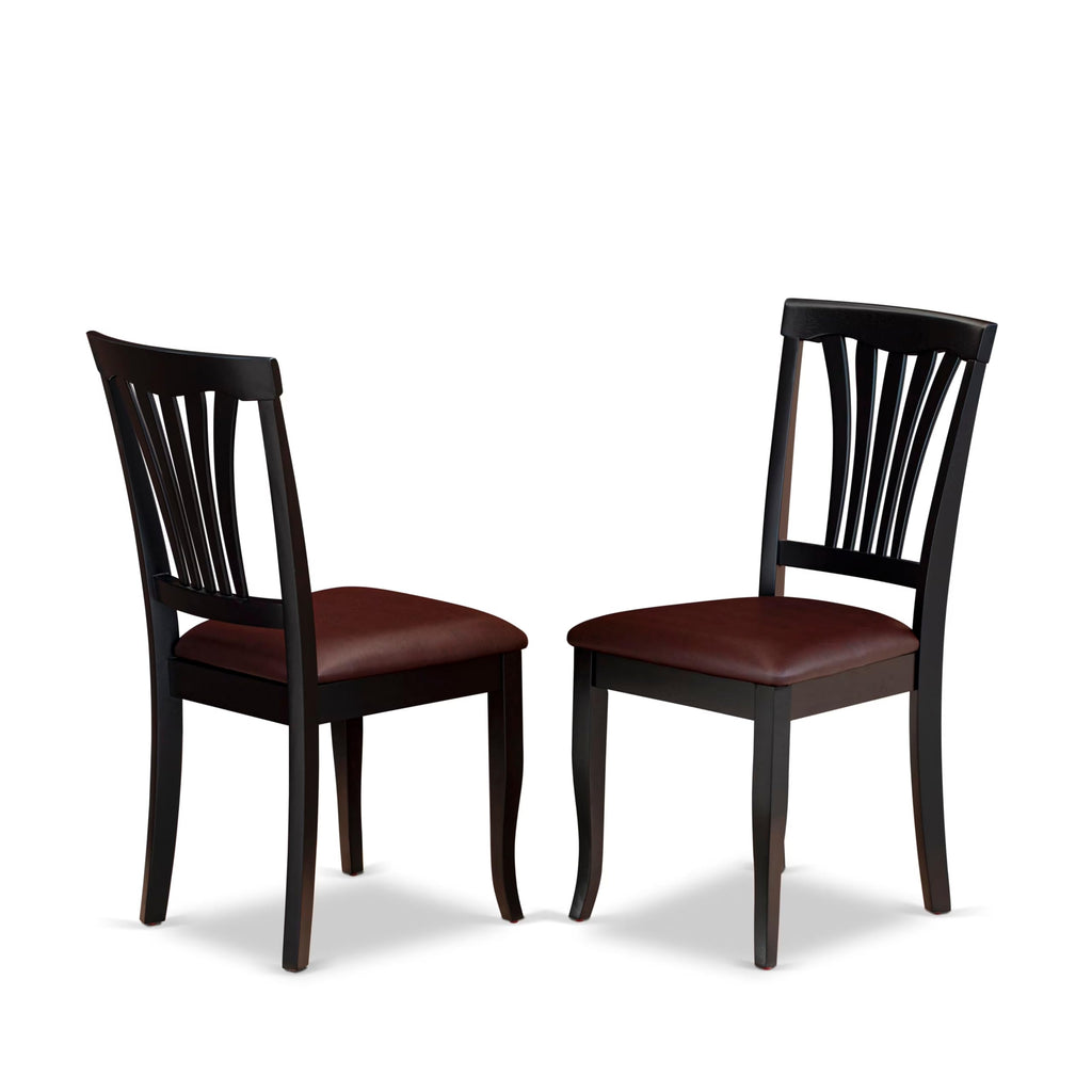 East West Furniture QUAV7-BCH-LC 7 Piece Kitchen Table Set Consist of a Rectangle Dining Table with Butterfly Leaf and 6 Faux Leather Dining Room Chairs, 40x78 Inch, Black & Cherry