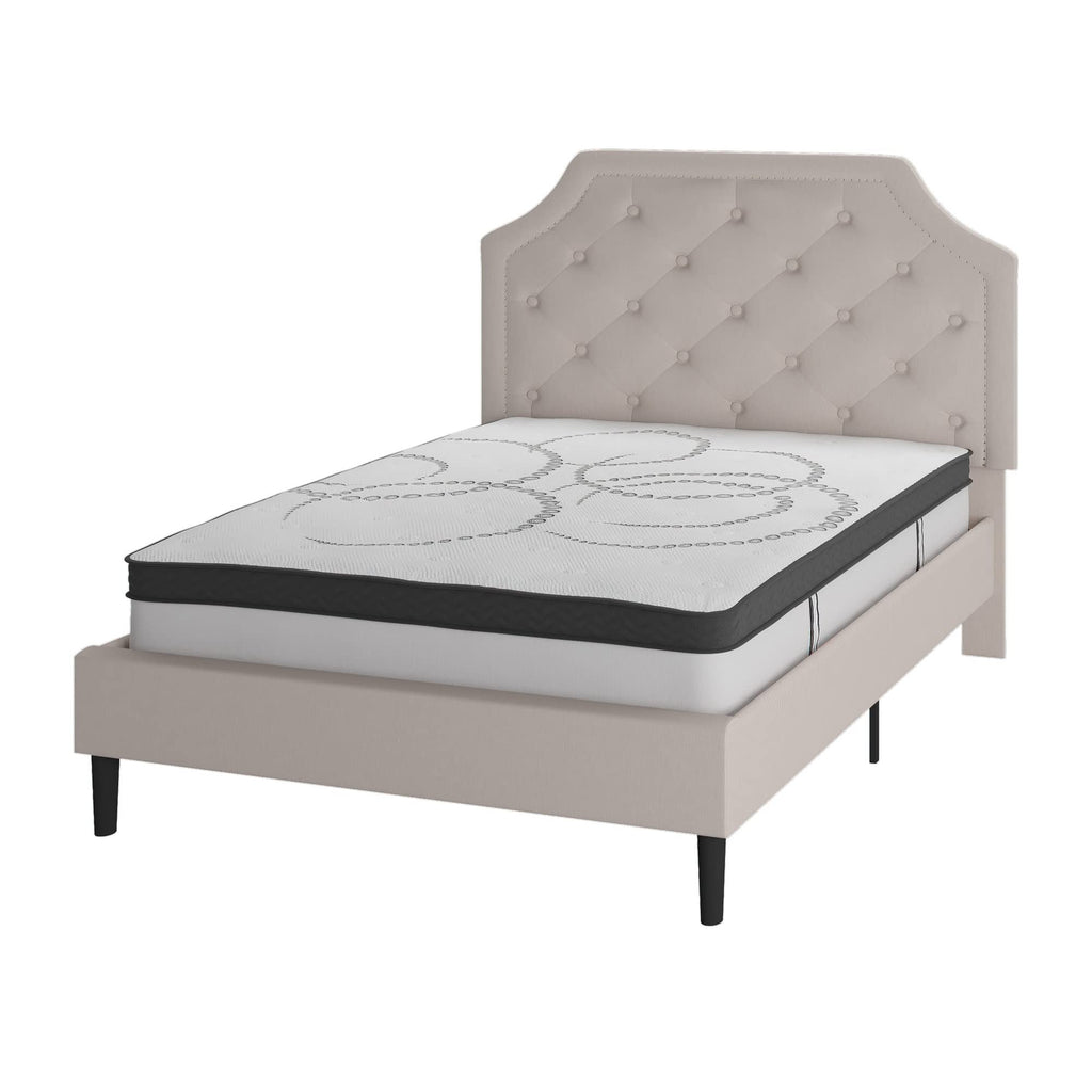 Flash Furniture Upholstered Platform Bed/Mattress Set, Full, Beige