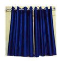 Dehati Store Navy Blue Plain 5 Feet Polyester Eyelet Blackout Windows Curtains Set Of 2