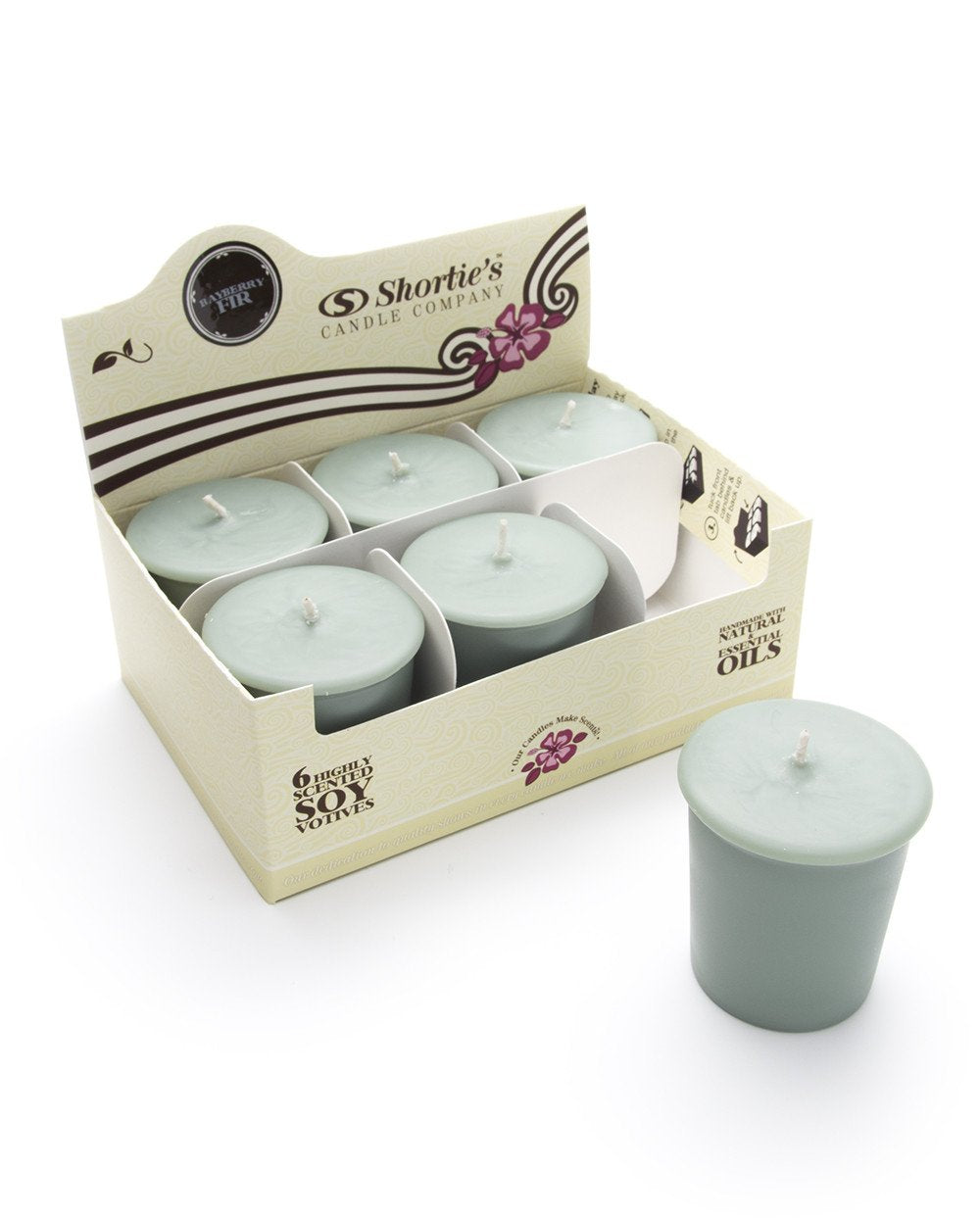 Bayberry Fir Soy Votive Candles - Scented with Natural Fragrance Oils - 6 Green Natural Votive Candle Refills - Christmas & Holi