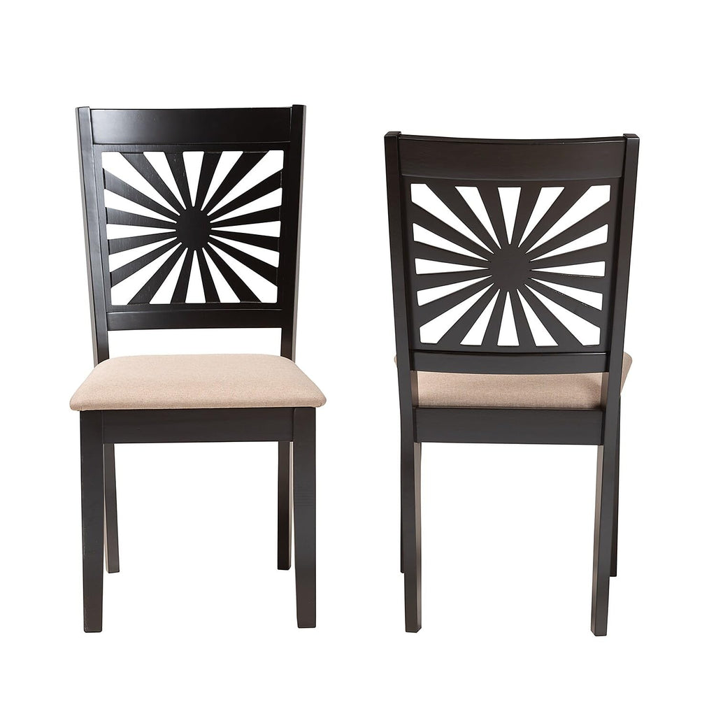 Baxton Studio Olympia Modern Fabric Dining Chair, Beige/Espresso Brown, 2/Set (231-2P-13180-HT)