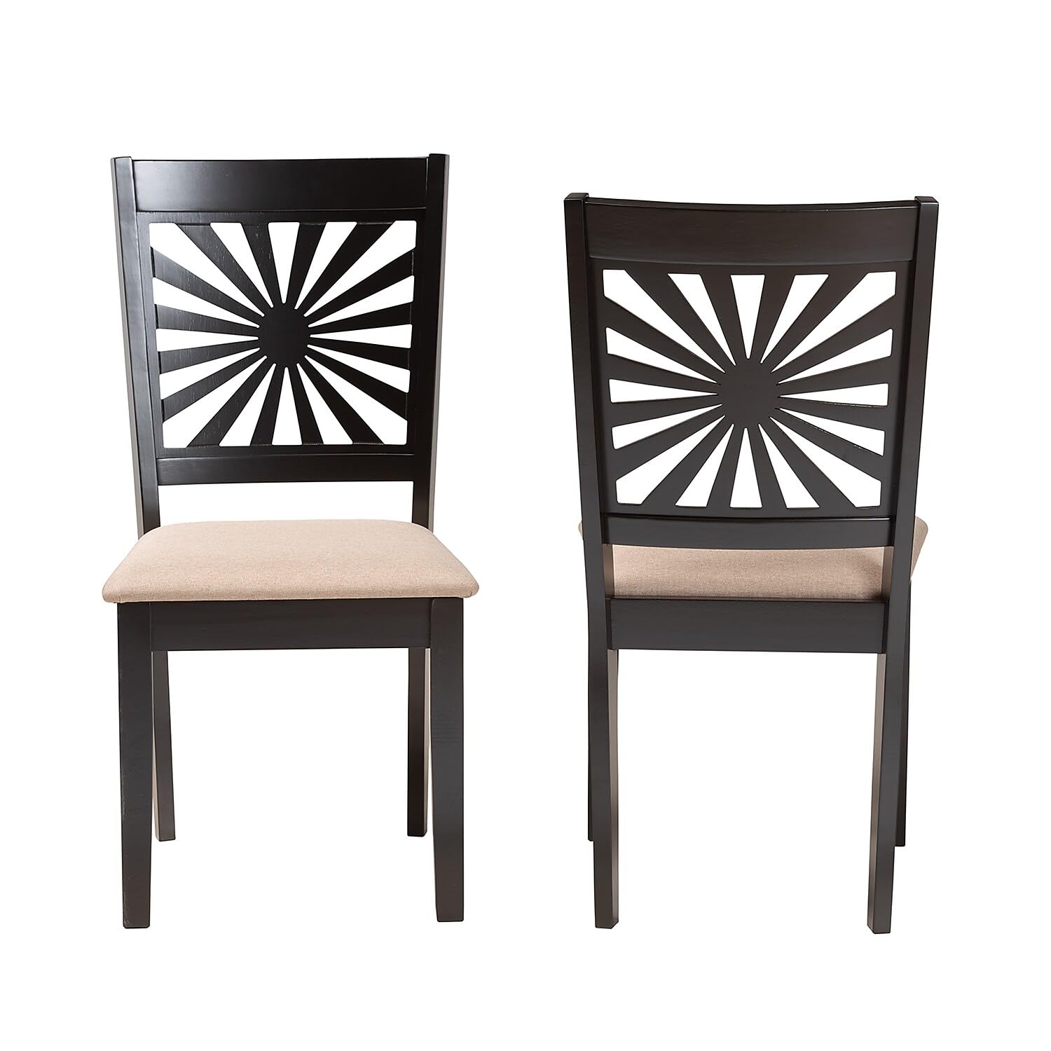 Baxton Studio Olympia Modern Fabric Dining Chair, Beige/Espresso Brown, 2/Set (231-2P-13180-HT)