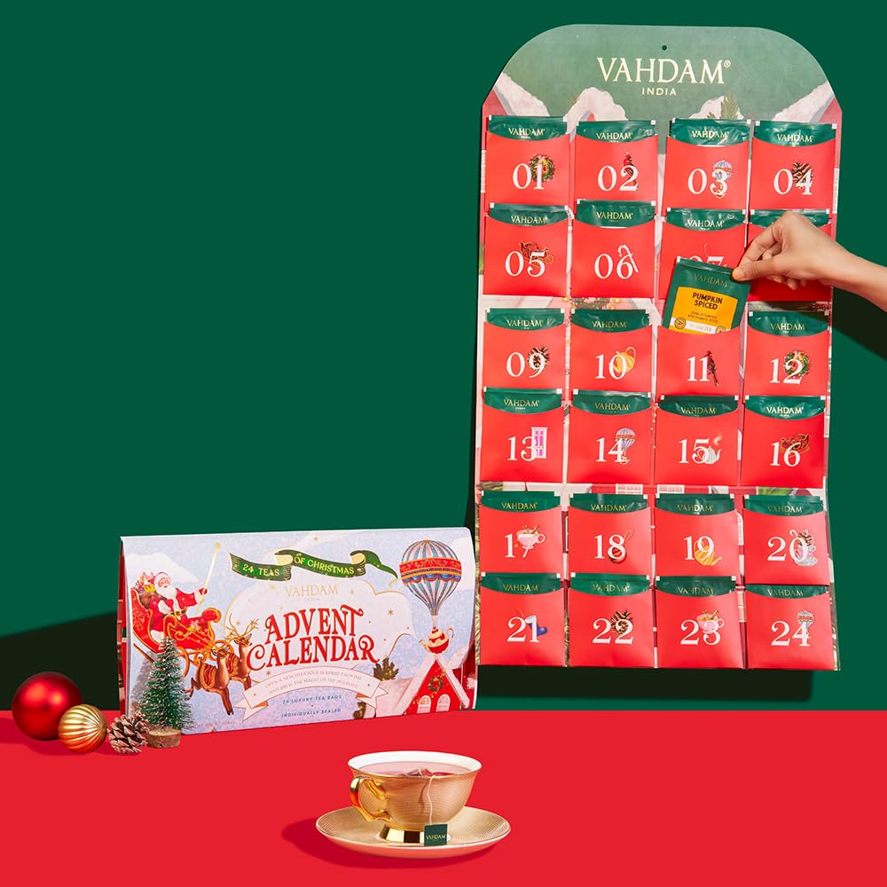 Limited Edition - Advent Calendar 2024 Tea Bags Folding Gift Set | 24 Unique Flavors - Holiday Gift Box | Christmas Advent Calen