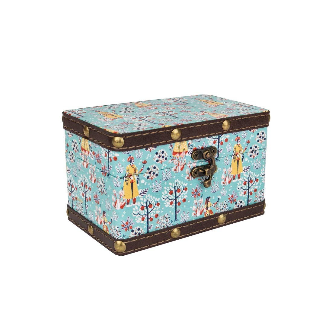 Chumbak Mint Morning Dew Garden Engineered Wood Jewellery Box for Women | Decorative Trinket & Keepsake Organiser | Printed Wood