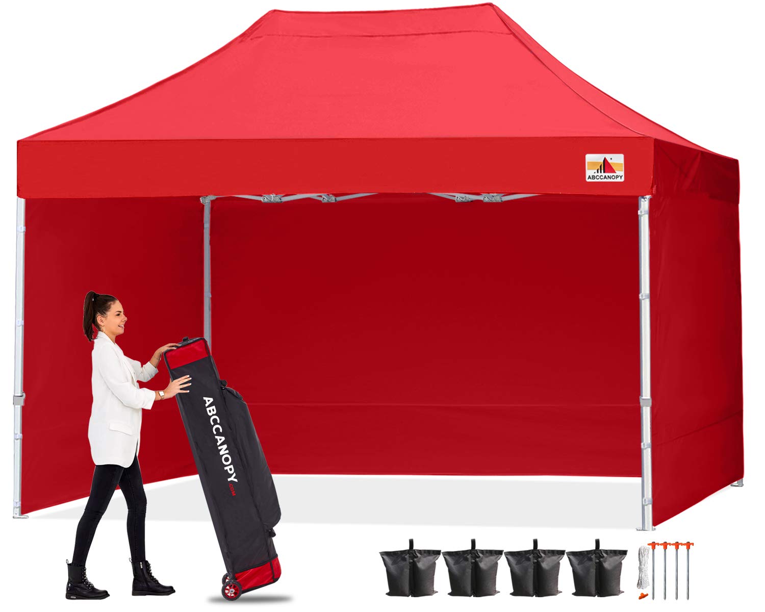 Abccanopy Easy Pop Up Canopy Tent With Sidewalls 10X15 Commercial -Series,Red