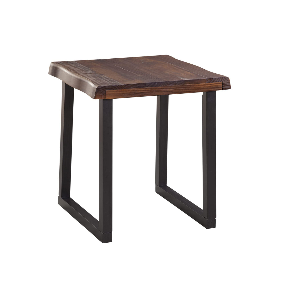 Steve Silver Jennings Rustic Live Edge, Solid Pine Construction, and Two-Tone Cherry and Ebony Finish End Table, 22 x 22 x 24