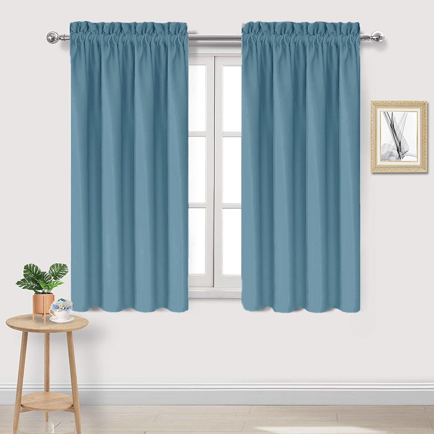 Dwcn Blackout Curtains For Living Room Thermal Insulated, Energy Saving & Noise Reducing Bedroom Curtains, Stone Blue, W 38X L 4