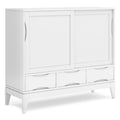 SIMPLIHOME Harper SOLID HARDWOOD 48 Inch Wide Mid Century Modern Medium Storage Cabinet in White, For the Living Room, Entryway 