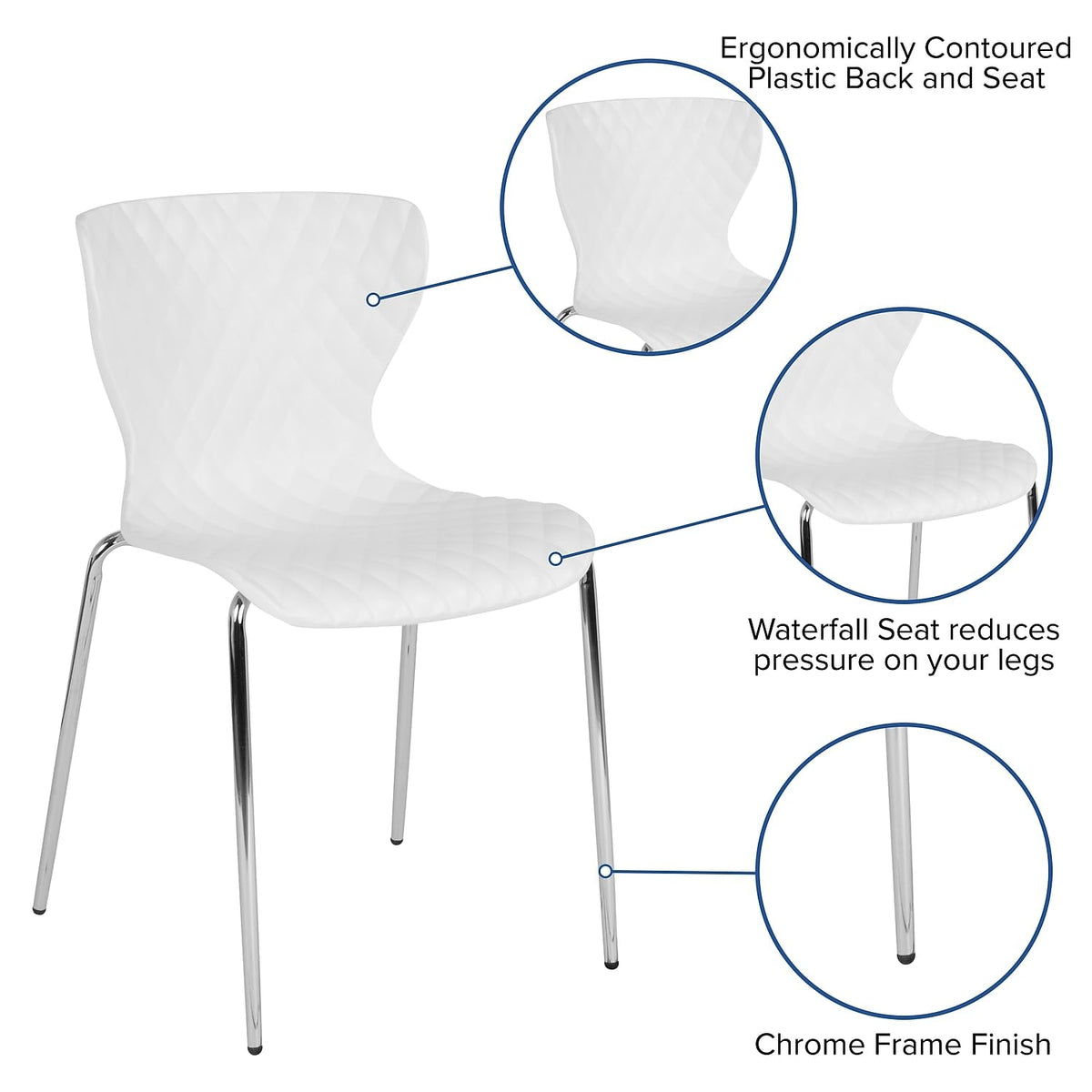 Flash Furniture Lowell Contemporary Design White Plastic Stack Chair