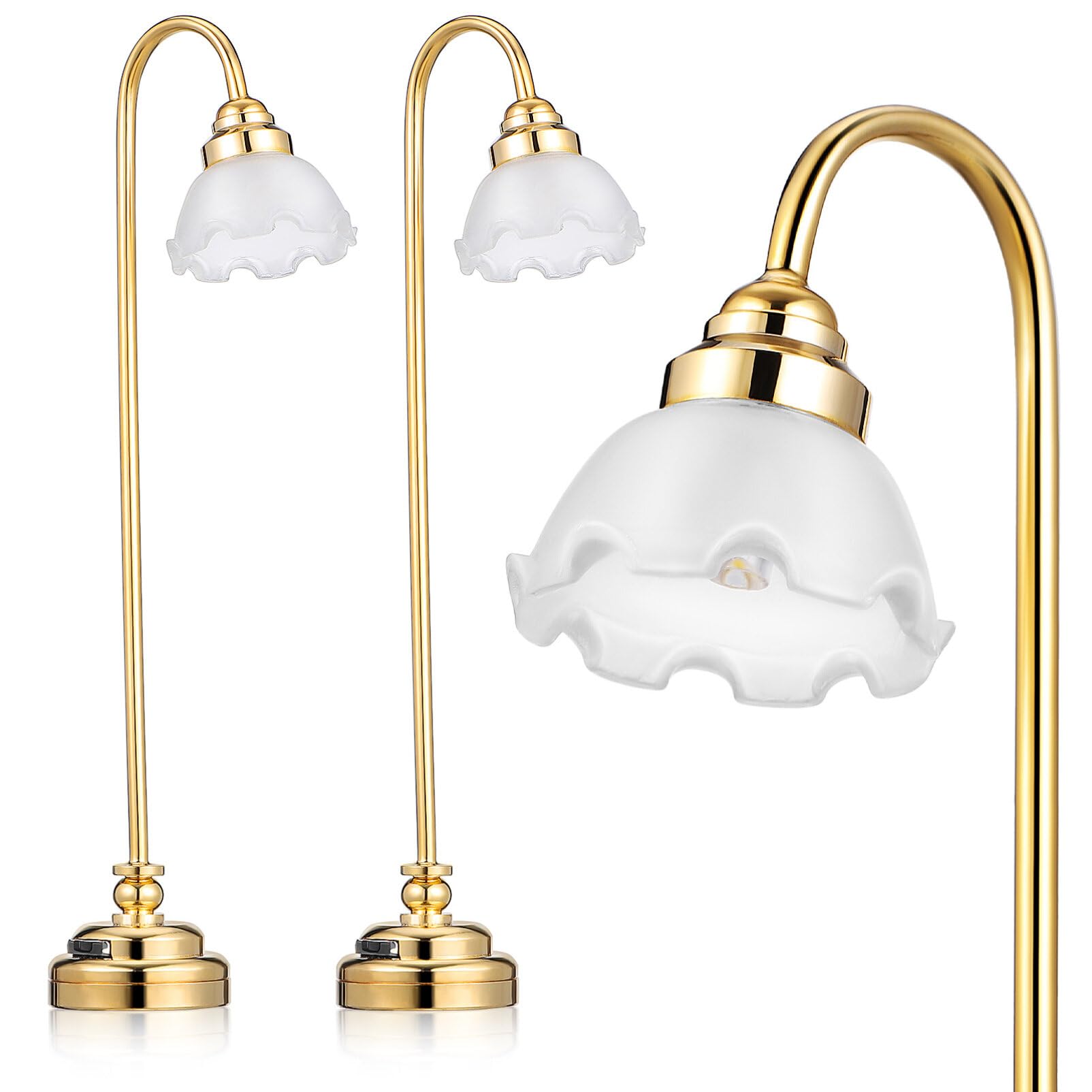 TOYANDONA 2pcs Miniature Dollhouse Lamp, 1 12 Scale Dollhouse Floor Lamp LED Miniature Lights Battery Operated for Decoration Ac