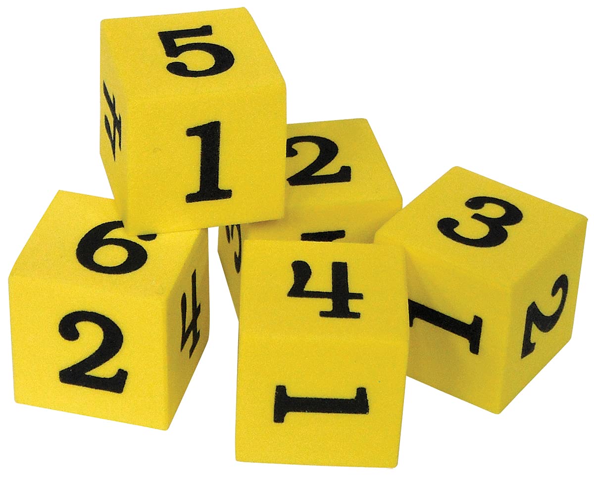 Teacher Created Resources Foam Numbered Dice 1-6, Pack Of 20 , Yellow