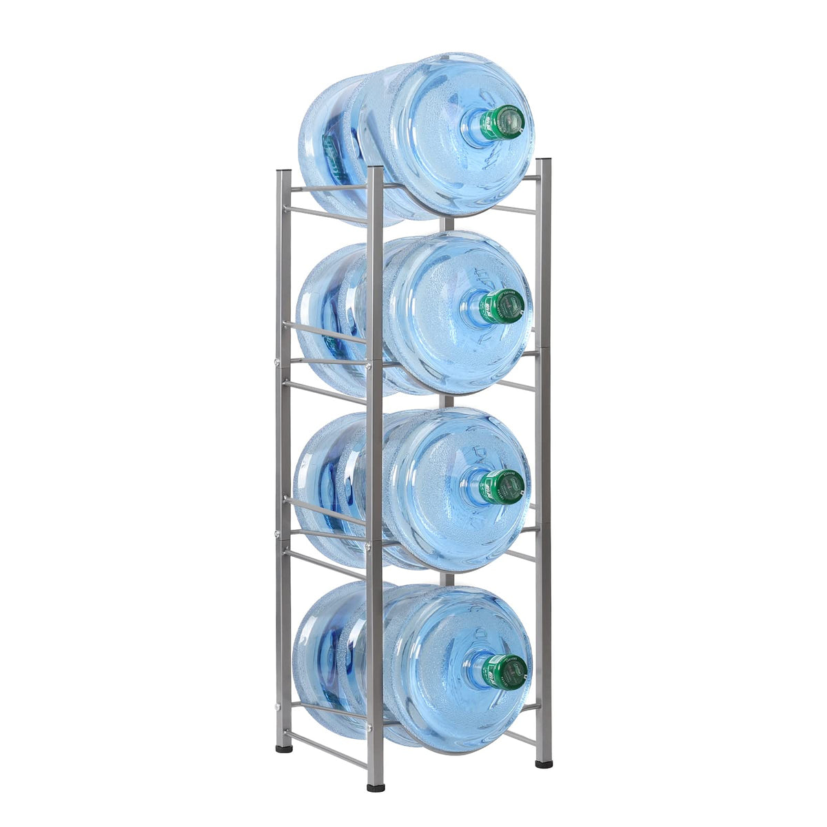 HAITRAL Water Gallon Jug Holder, 4 Tiers Heavy Duty Water Bottle Buddy Display Rack, Silver