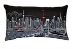 HomeRoots Grey 24' Black Tokyo Nighttime Skyline Lumbar Decorative Pillow