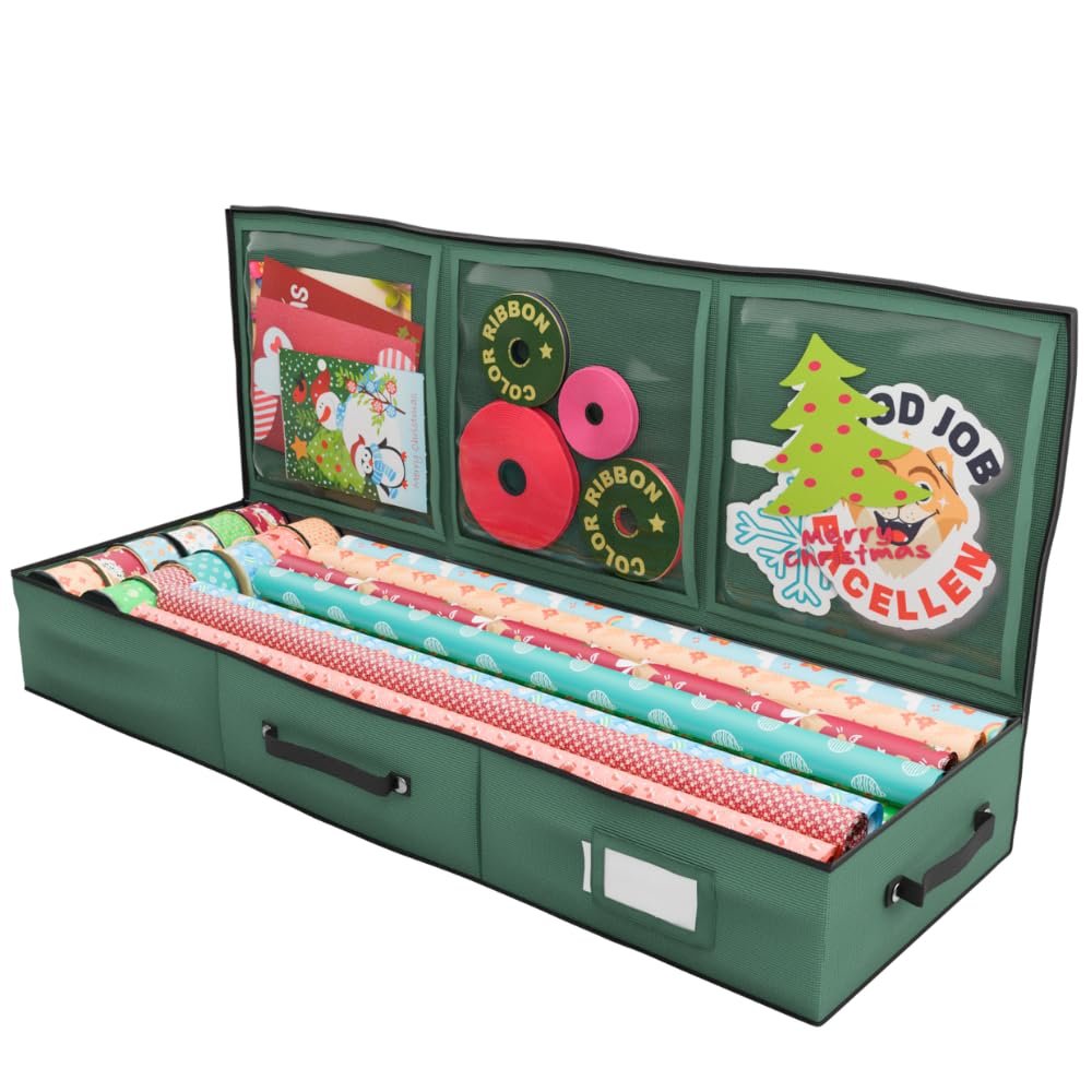 Primode Wrapping Paper Storage Container | Gift Wrap Organizer Under Bed | 41   x14   x6    | Box Holder for 18-24 Rolls Up to 4