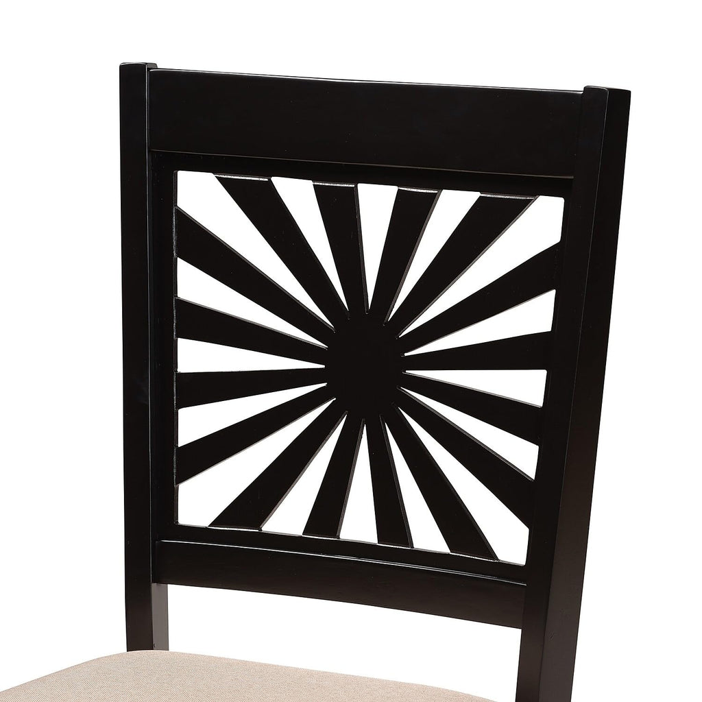 Baxton Studio Olympia Modern Fabric Dining Chair, Beige/Espresso Brown, 2/Set (231-2P-13180-HT)
