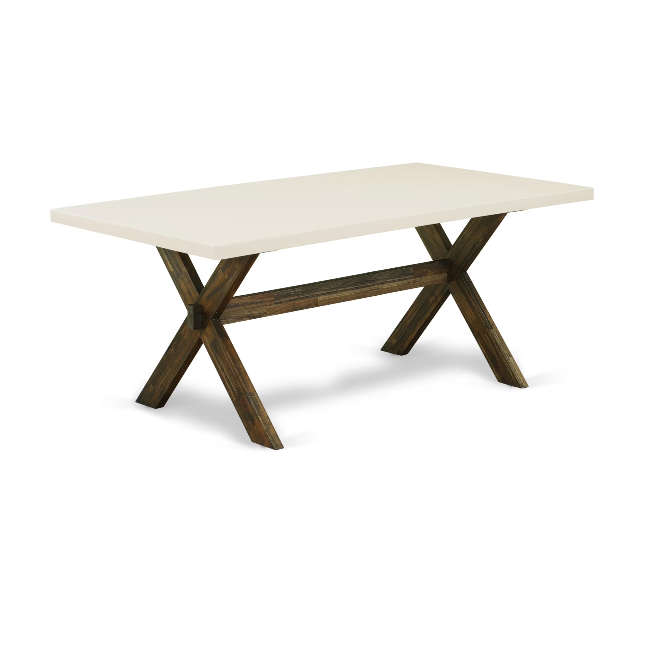 East West Furniture X727Ab747-5 5 Piece Dining Set Includes A Rectangle Dining Room Table With X-Legs And 4 Light Sable Linen Fabric Upholstered Parson Chairs, 40X72 Inch, Multi-Color