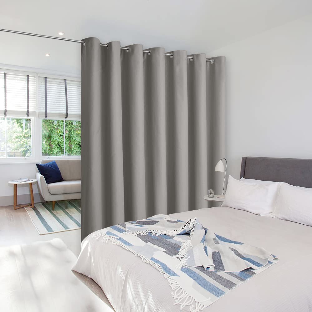 Nicetown Silver Grey Curtains For Sliding Glass Door, 84 Inch Long, Grommet Single Curtain Panel, Sound Reducing Blackout Curtai