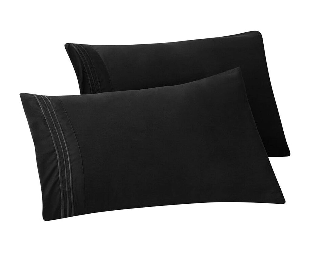 Elegant Comfort Solid Pillowcases 1500 Thread Count Egyptian Quality - Easy Care, Smooth Weave, Wrinkle And Stain Resistant, Easy Slip-On, 2-Piece Set, Standard/Queen Pillowcase, Black
