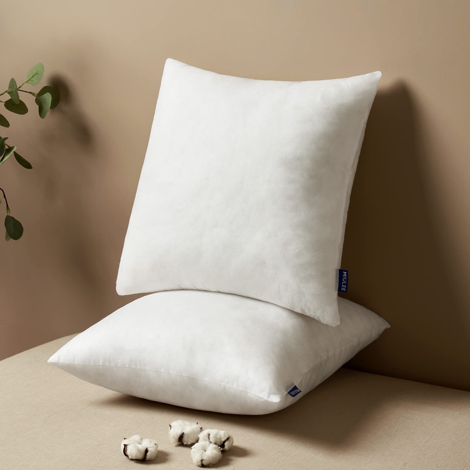 Miulee 24X24 Pillow Inserts Set Of 2, Square Decorative Throw Pillow Premium Fluffy Lumbar Pillow Forms Sham Stuffer For Living Room Sofa Couch Bed