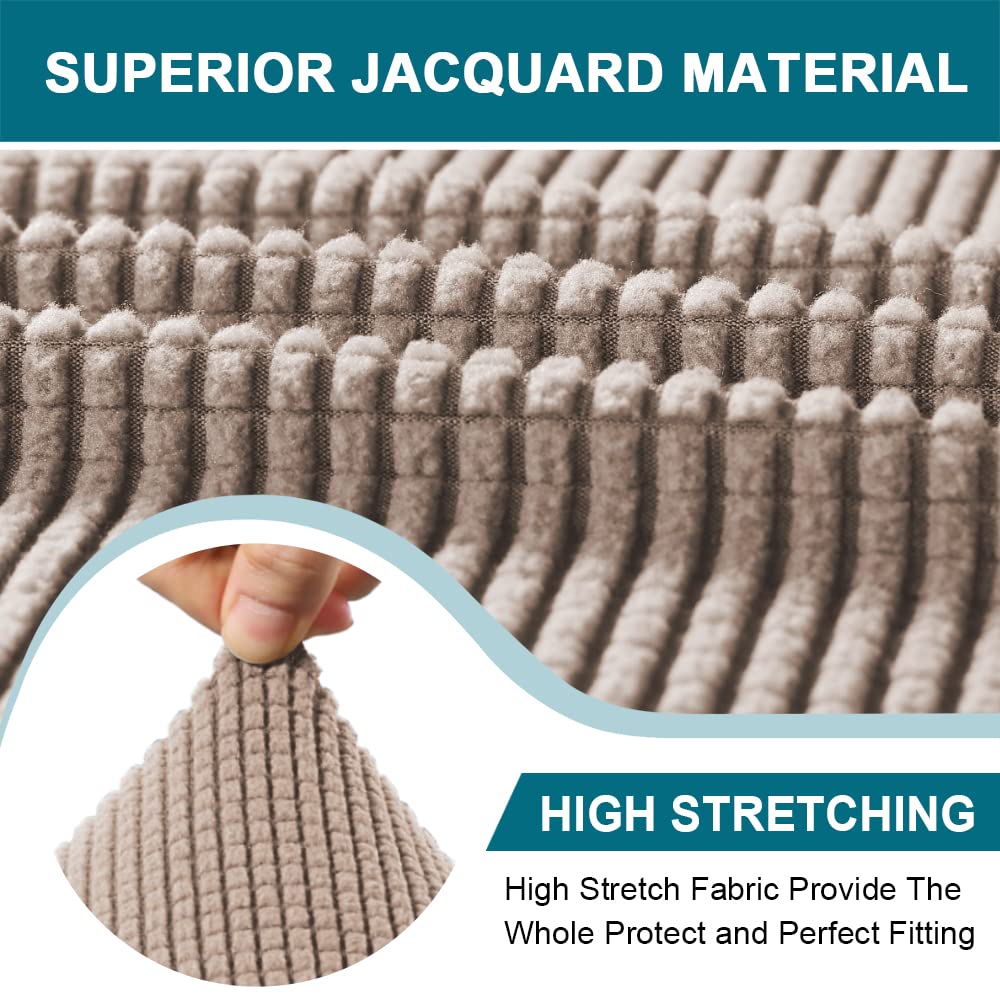 Turquoize 3 Piece T Cushion Loveseat Slipcovers Sofa Cover For 2 Cushion Couch Cover Washable Sofa Slip Cover Furniture Covers With 2 Individual T Cushion Seat Covers (2 Cushion Loveseat, Sand)