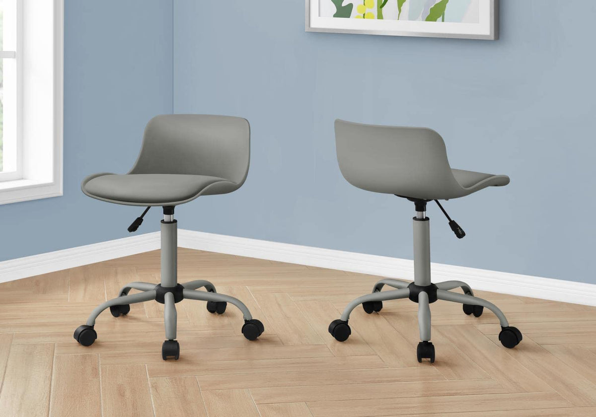 Monarch Specialties I 7465 Office Chair, Adjustable Height, Swivel, Ergonomic, Computer Desk, Work, Juvenile, Metal, Pu Leather Look, Grey, Contemporary, Modern