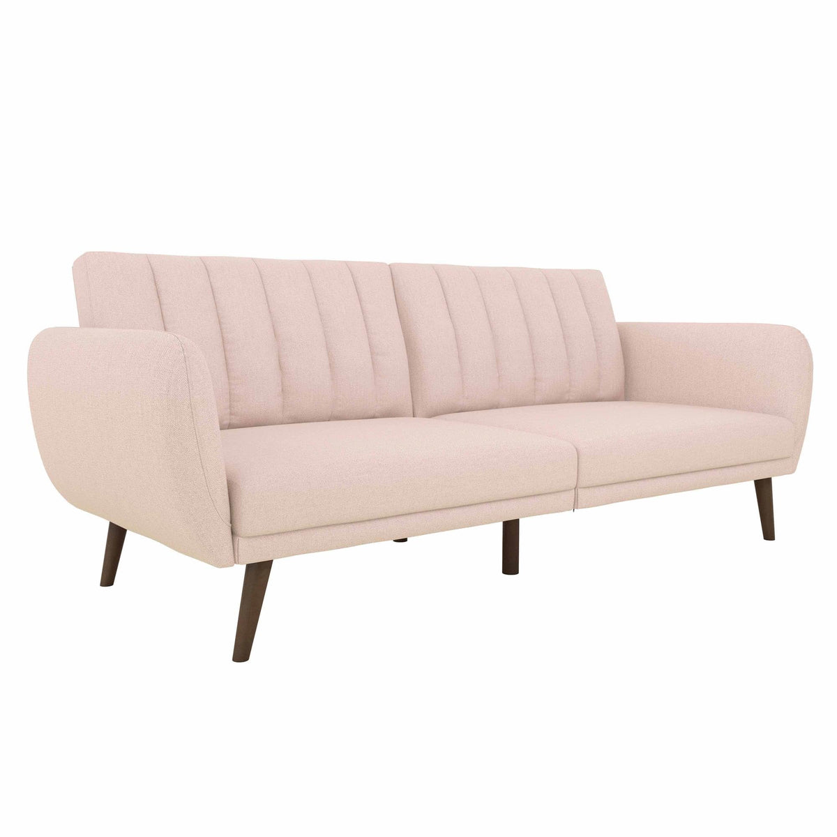 Novogratz Brittany 82 Inch Futon Sofa Bed In Faux Leather, Upholstered Couch Sleeper With Tufted Back, Midcentury Modern Design