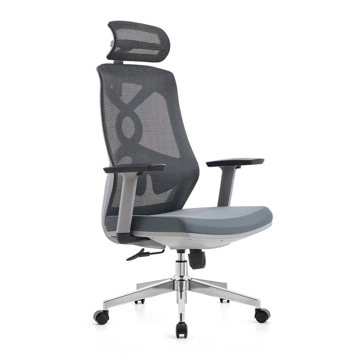Vornexia Ergonomic High Back Mesh Office Chair With Adjustable Headrest  Grey Revolving Executive Desk Chair With Heightadjust