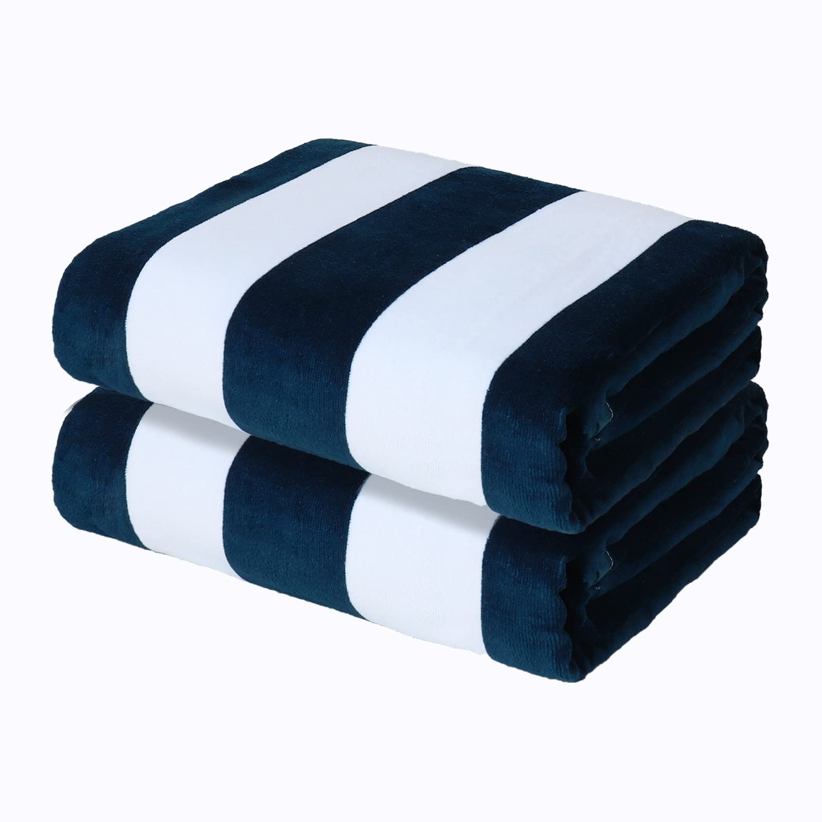 Exclusivo Mezcla 2 Pack Cotton Oversized 35x70 Inches Cabana Stripe Beach Towels, Super Absorbent Soft Plush Pool Towel, Bath To