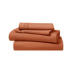 Clara Clark Bed Sheets, Premier 1800 Series 4 Piece Bed Sheet Set, Deep Pocket, Wrinkle, Fade, Stain Resistant, Luxury Soft Bedding Sheets & Pillowcases, Split King, Burnt Sienna